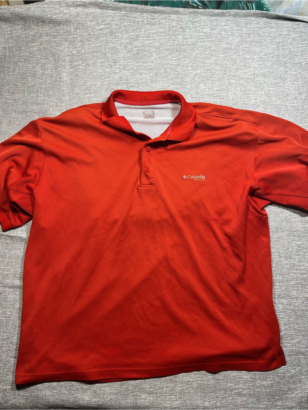 Columbia Mens Orange Solid Polo Shirt Short Sleeve Collared Logo Polyester XXL